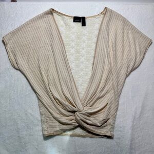 Daytrip Beige Twist Front Blouse